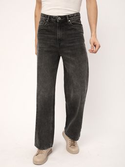 R&B - Solid Wide Black Jeans