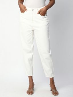 R&B - Solid Tapered White Jeans