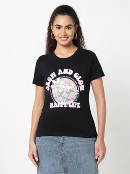 R&B - Black Graphic Relaxed T-Shirt