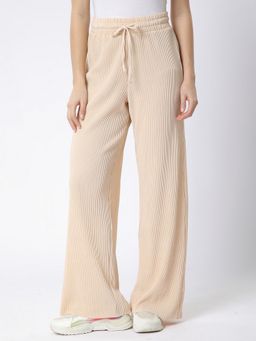 R&B - Beige Ribbed Relaxed Trackpant