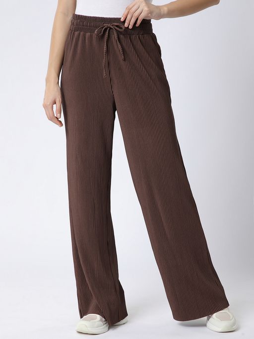 R&B Brown Ribbed Relaxed Trackpant