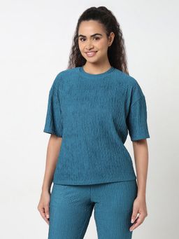 R&B - Teal Textured Relaxed T-Shirt