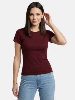 R&B - Maroon Solid Fitted T-Shirt