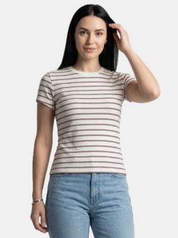 R&B - Ivory Solid Fitted T-Shirt