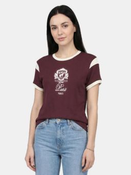 R&B - Maroon Graphic Fitted T-Shirt