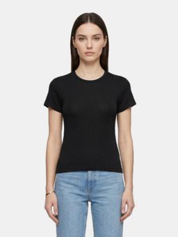 R&B - Black Solid Fitted T-Shirt