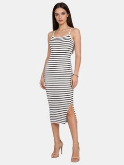 R&B - White Stripes Fitted Dress