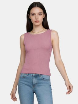R&B - Pink Solid Regular Fit Tank Top