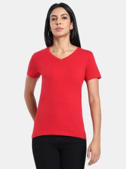 R&B - Red Regular Fit Solid T-Shirts