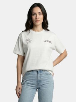 R&B - Ivory Floral Printed Regular T-Shirt