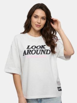 R&B - Ivory Typography Printed Regular T-Shirt