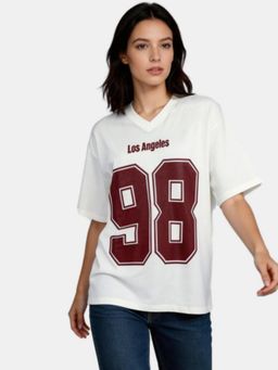 R&B - Ivory Graphic Printed Regular T-Shirt