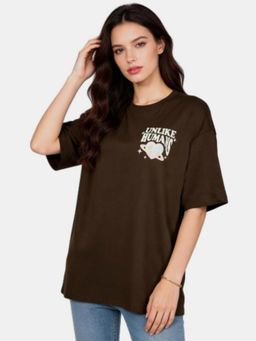 R&B - Brown Graphic Printed Regular T-Shirt