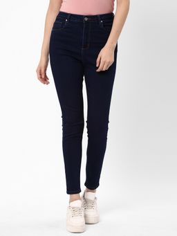 R&B - Solid Skinny Cotton Navy Blue Jeans