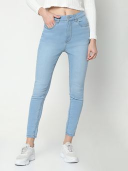 R&B - Solid Skinny Cotton Blue Jeans