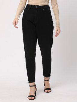 R&B - Solid Tapered Cotton Black Jeans