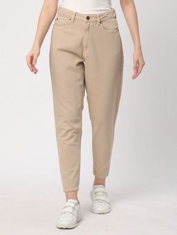 R&B - Solid Tapered Cotton Khaki Jeans