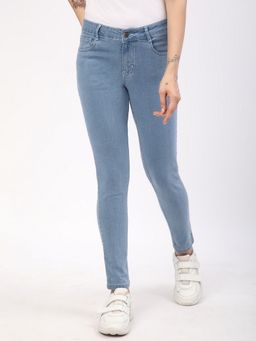R&B - Solid Skinny Polycotton Blue Jeans