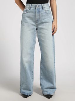 Calvin Klein - Light-Wash Wide Fit High Rise Blue Jeans