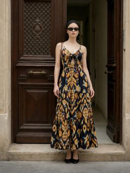 ZUMMER - Black Viscose Printed Dress