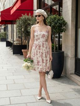 ZUMMER - Maroon Cotton Printed Dress