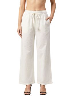 Bonjour - and Girl's White Solid Woven Viscose Palazzo Pant