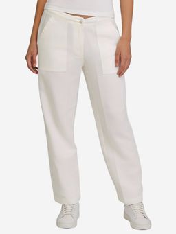 Bonjour - Ivory Solid Linen Relaxed and Comfortable Fit Pant