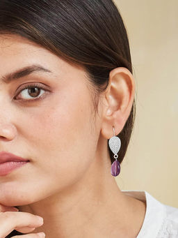 Fabindia - Silver and Purple Dangler Earrings