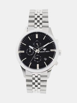 Mont Neo - Men Quartz Black Dial Multi-Function Metal Watch 1049M-M1104 (M)