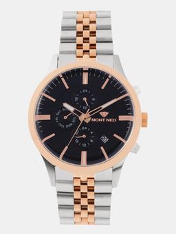 Mont Neo - Men Quartz Black Dial Multi-Function Metal Watch 1049M-M1304 (M)