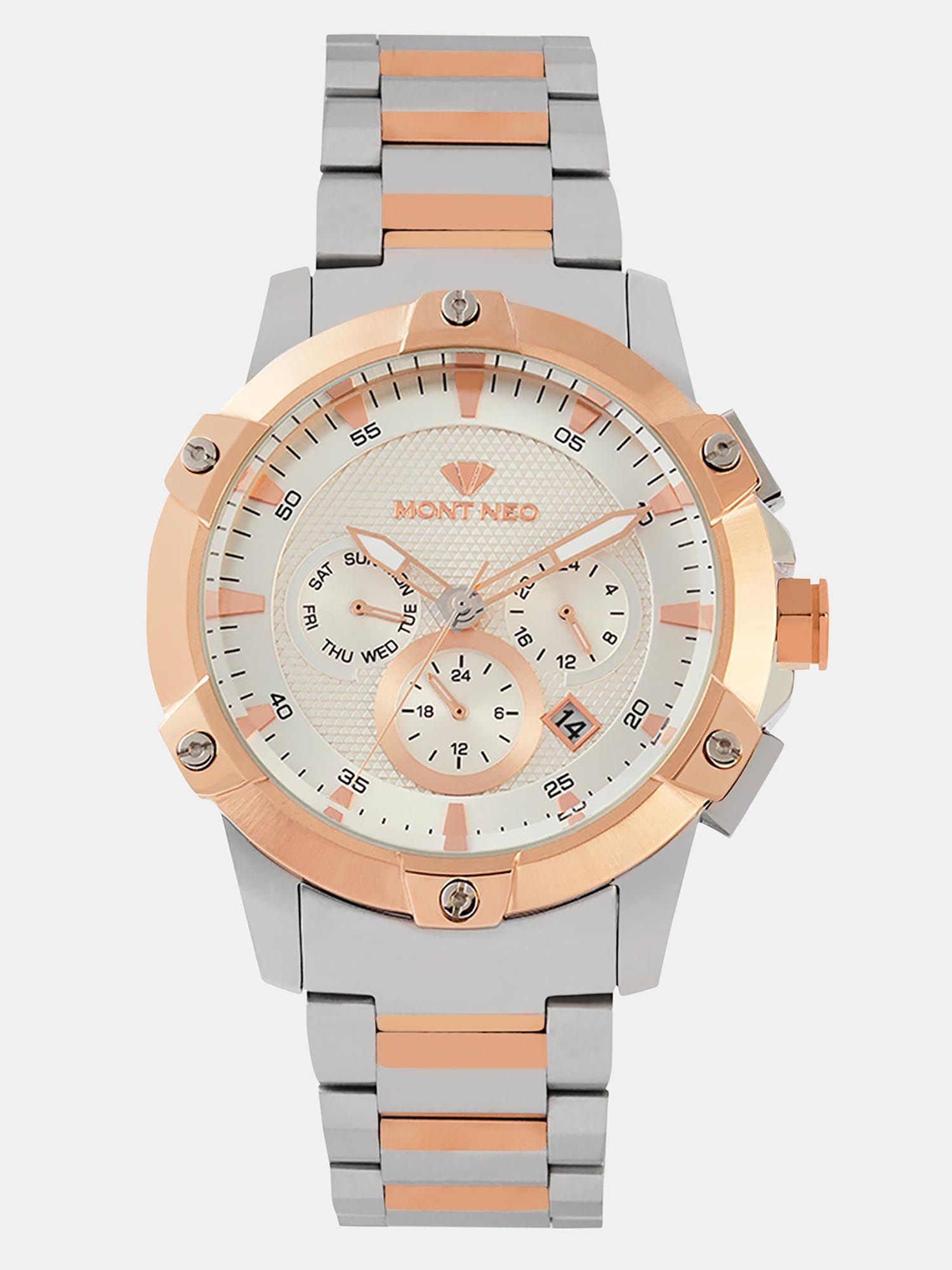 **「MU」** Buy Mont Neo Men Quartz Silver Dial Multi-Function Metal Watch