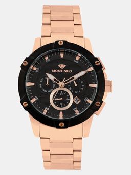 Mont Neo - Men Quartz Black Dial Multi-Function Metal Watch 1050M-M3404 (M)