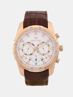 Mont Neo - Men Quartz White Dial Multi-Function Leather Watch 1053M-L3303 (M)