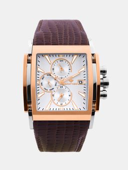 Mont Neo - Men Quartz Silver Dial Multi-Function Leather Watch 1057M-L1303 (M)