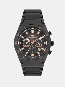 Mont Neo - Men Quartz Black Dial Multi-Function Metal Watch 1062M-M4404 (M)