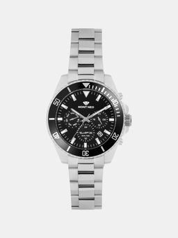 Mont Neo - Men Quartz Black Dial Analog Stainless Steel Watch 3508M-M1104 (M)