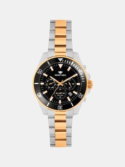Mont Neo - Men Quartz Black Dial Multi-Function Stainless Steel Watch 3508M-M1304 (M)