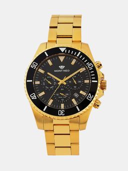 Mont Neo - Men Quartz Black Dial Multi-Function Metal Watch 3508M-M2204 (M)