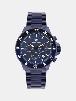 Mont Neo - Men Quartz Blue Dial Multi-Function Metal Watch 3510M-M5405 (M)