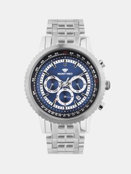 Mont Neo - Men Quartz Blue Dial Multi-Function Metal Watch 3513M-M1405 (M)