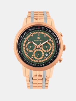 Mont Neo - Men Quartz Green Dial Multi-Function Metal Watch 3513M-M3414 (M)