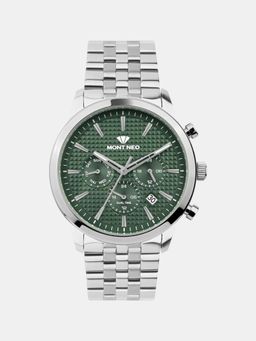 Mont Neo - Men Green Dial Multi-Function Quartz Analog Stainless Steel Watch 3518M-M1114 (M)