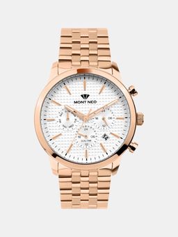 Mont Neo - Men Silver Dial Multi-Function Quartz Analog Stainless Steel Watch 3518M-M3303 (M)