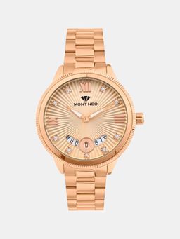 Mont Neo - Women Quartz Rose Dial Analog Stainless Steel Watch 4506E-M3307 (M)