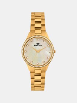 Mont Neo - Women Quartz Beige Mother Of Pearl Dial Analog Metal Watch 4509B-M2201 (M)