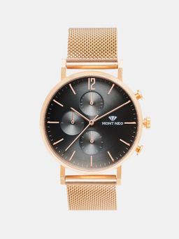 Mont Neo - Stylish Black Chronograph Men Stainless Steel Watch 7004M-B3315 (M)