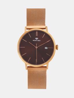 Mont Neo - Men Quartz Brown Dial Analog Mesh Watch 7006E-B3306 (M)