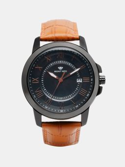 Mont Neo - Modern Black Analog Men Leather Watch 8002E-L4404-01 (M)