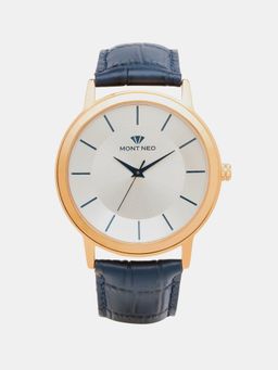 Mont Neo - Timeless Silver Analog Men Leather Watch 8003T-L3303 (M)