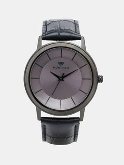 Mont Neo - Sleek Silver Analog Men Leather Watch 8003T-L4416 (M)